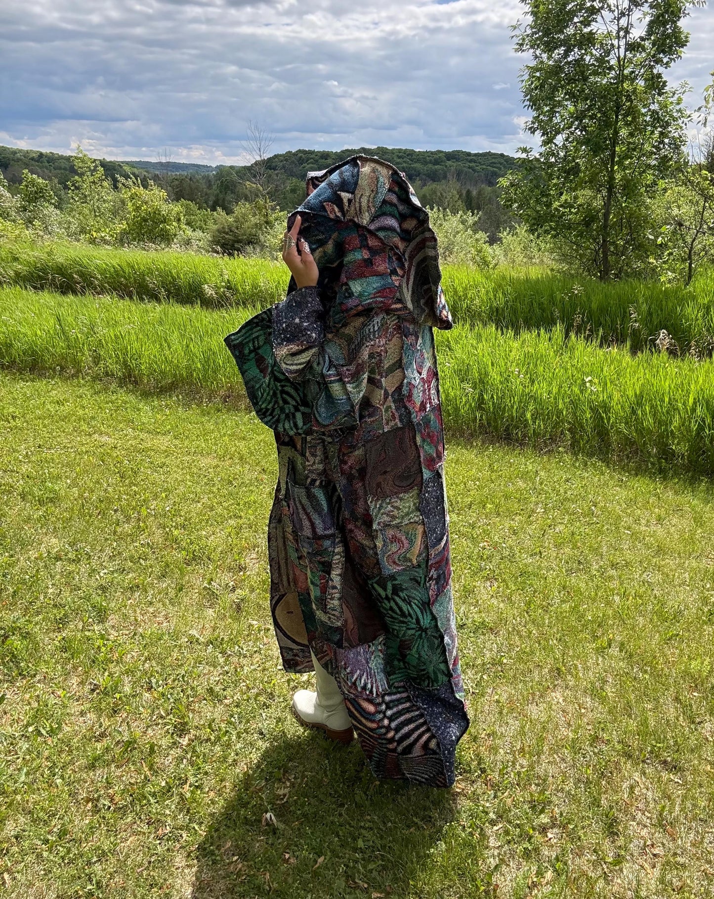 Follow Your Dreams Extra Oversized Psychedelic Art Patchwork Reversible Blanket Coat