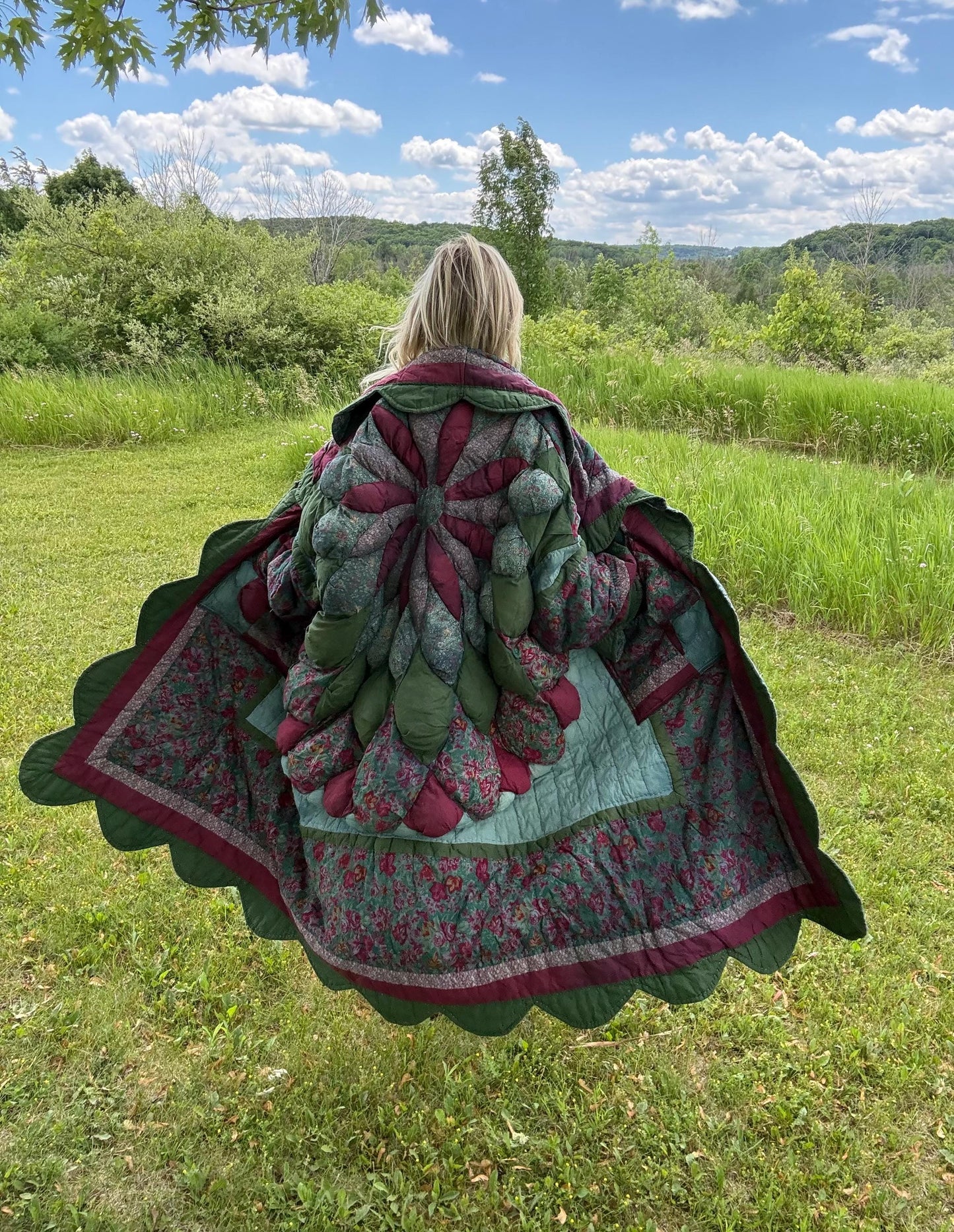 Pine Green Muse Oversized Maximalist Statement Quilt Jacket