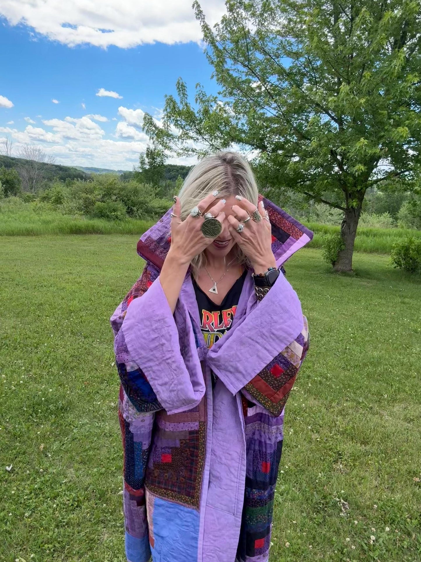 Purple Dream Extra Oversized Statement Quilt Jacket