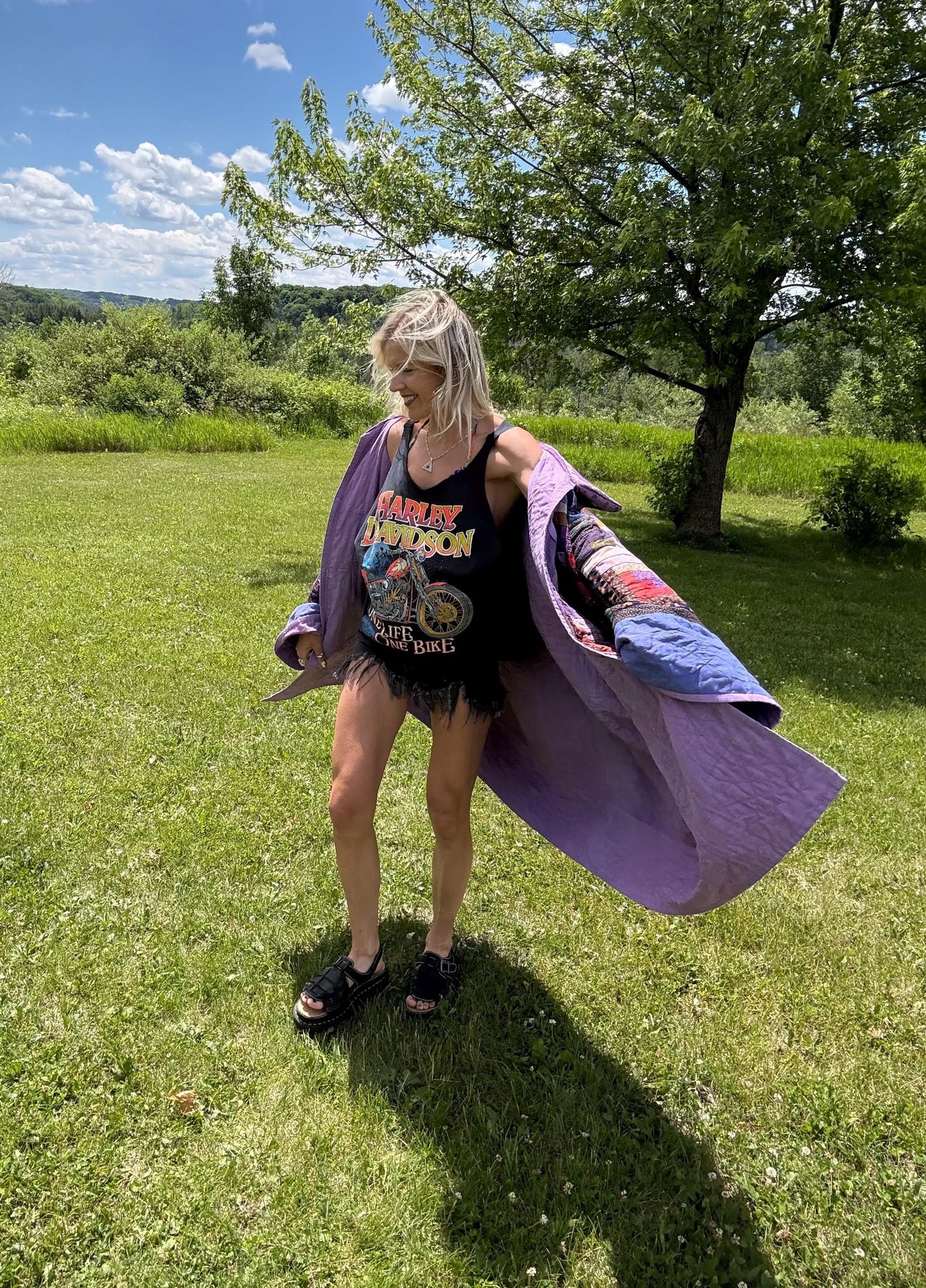 Purple Dream Extra Oversized Statement Quilt Jacket