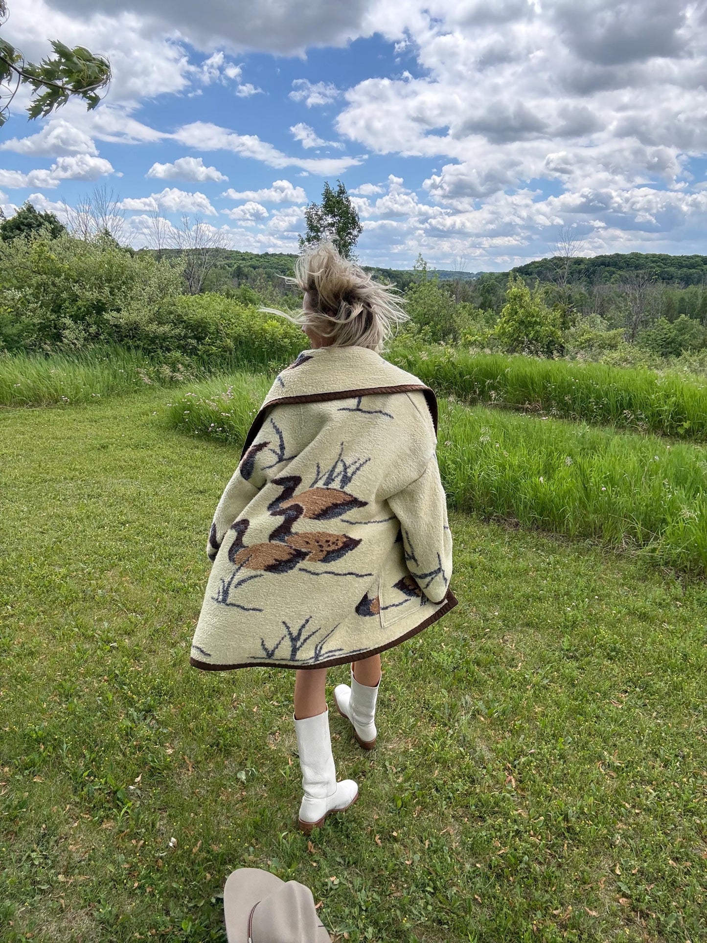 Adorable Ducklings Cream Neutral Fleece Blanket Coat