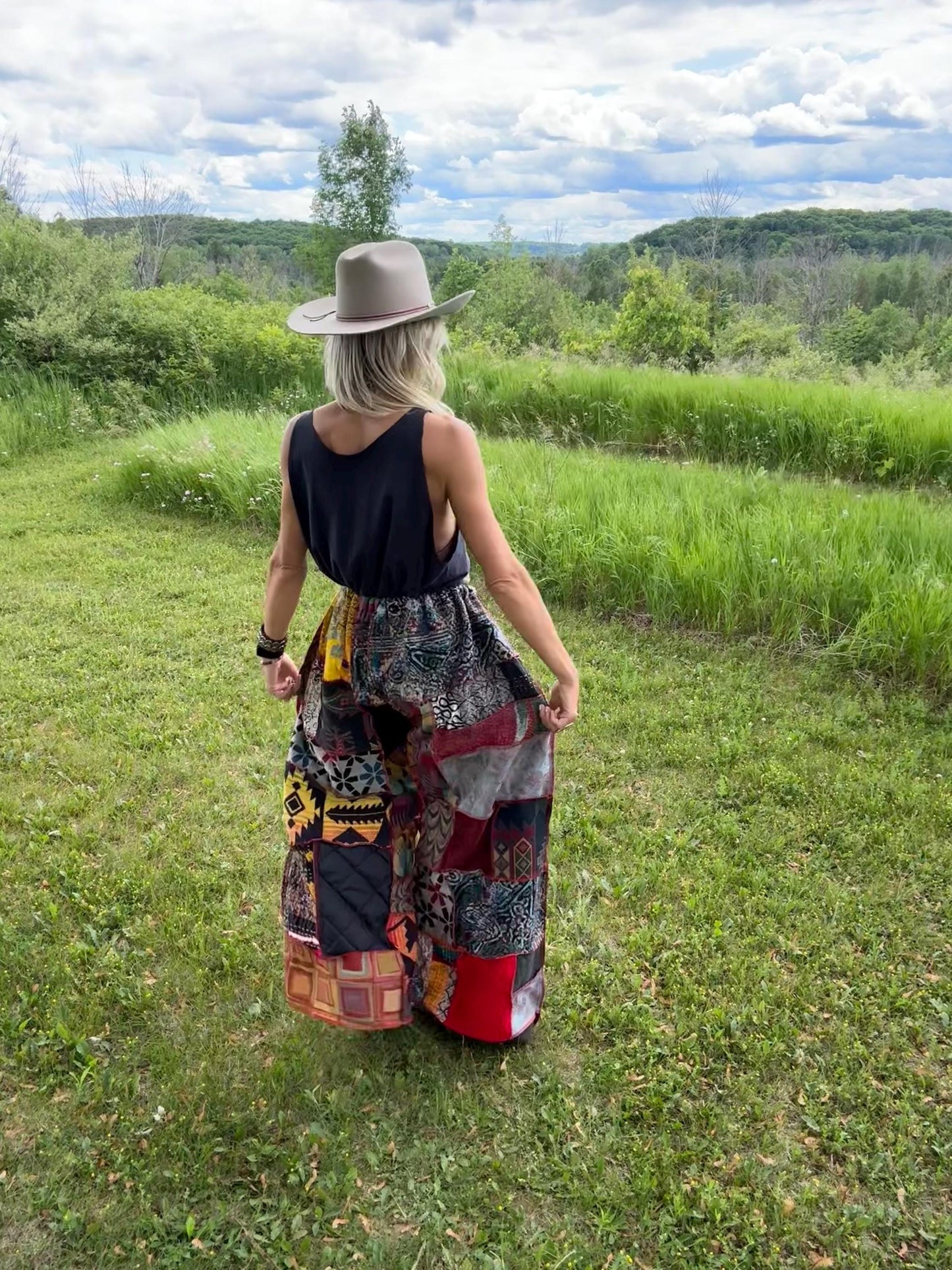 Living In Paradise Mixed Media Oversized Wide Leg Art Pants
