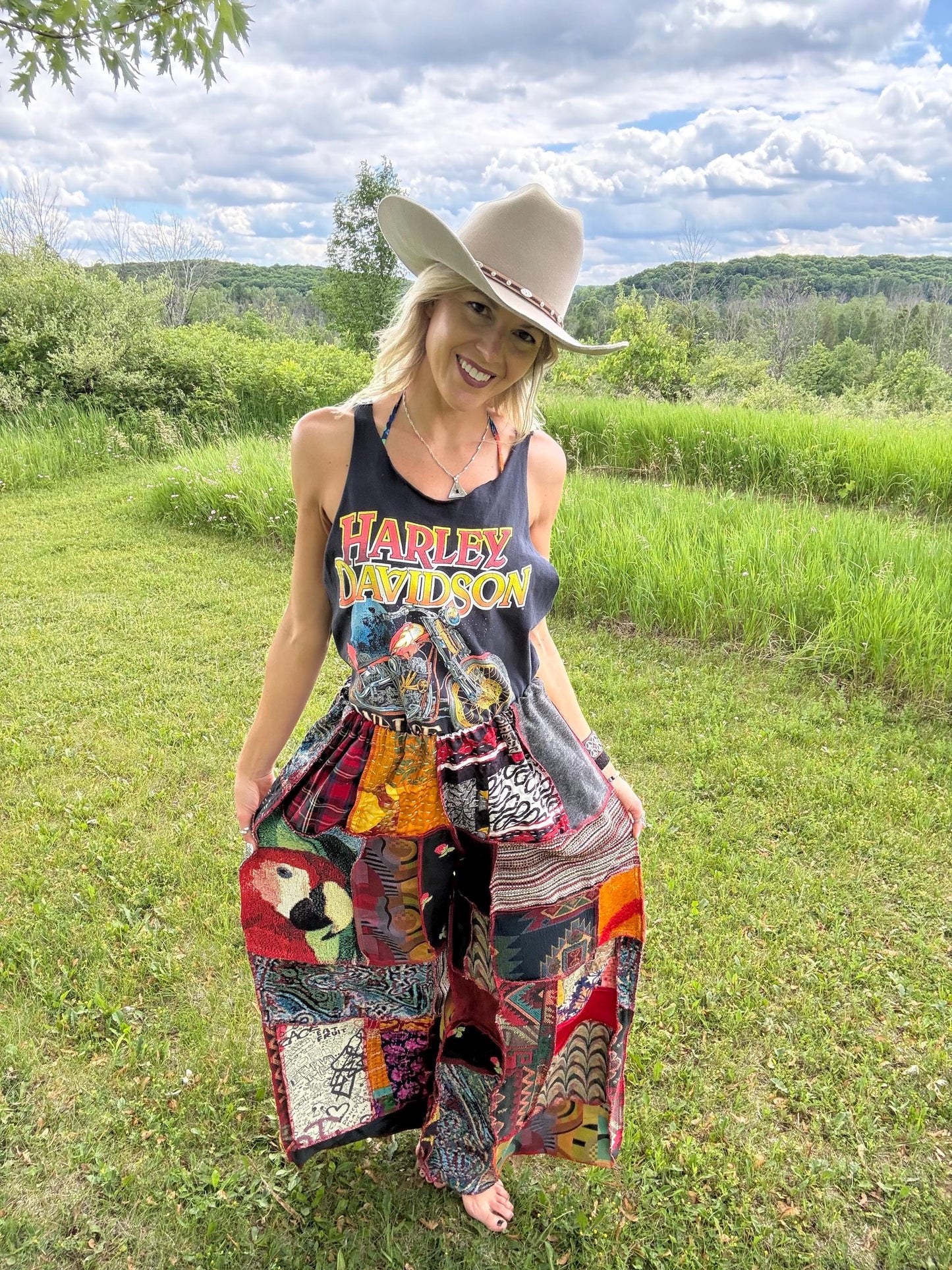 Living In Paradise Mixed Media Oversized Wide Leg Art Pants