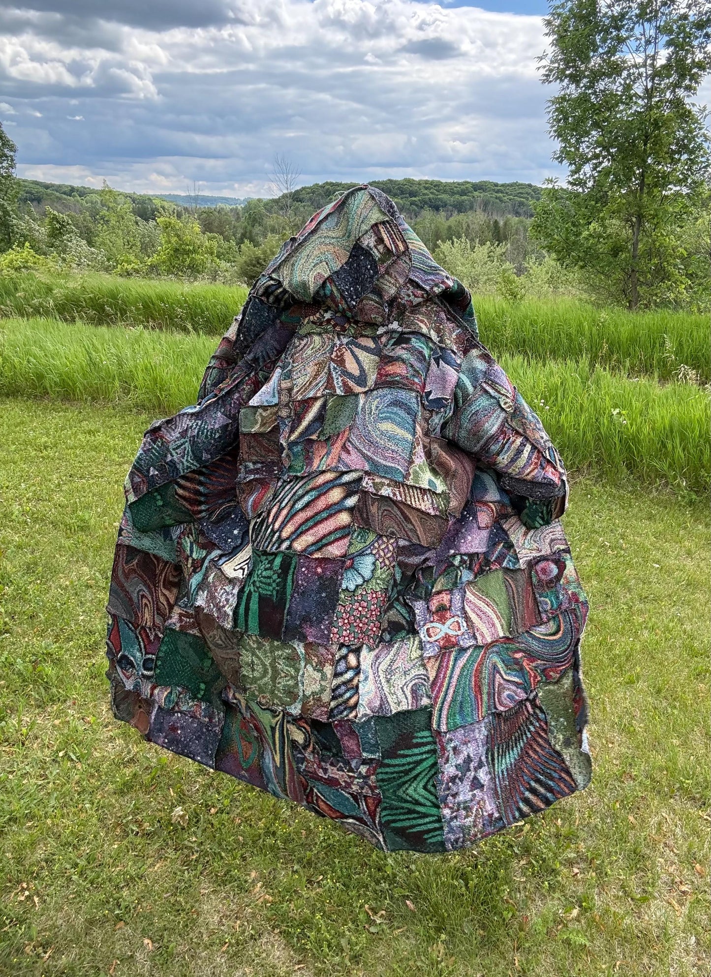 Live Your Dreams Extra Oversized Psychedelic Art Patchwork Blanket Coat