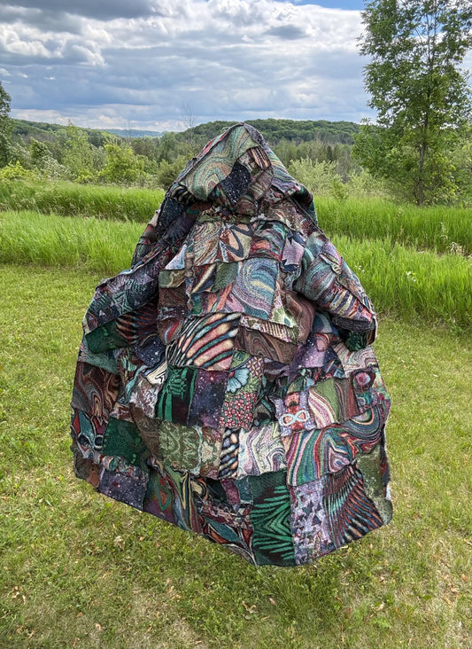 Live Your Dreams Extra Oversized Psychedelic Art Patchwork Blanket Coat